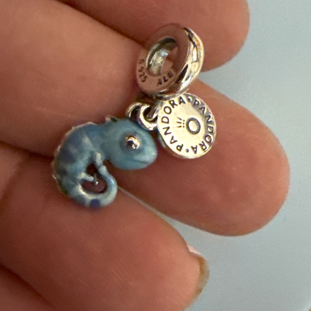 Pandora Silver And Blue Chameleon Charm Pandora Silver And Blue Chameleon Charm
